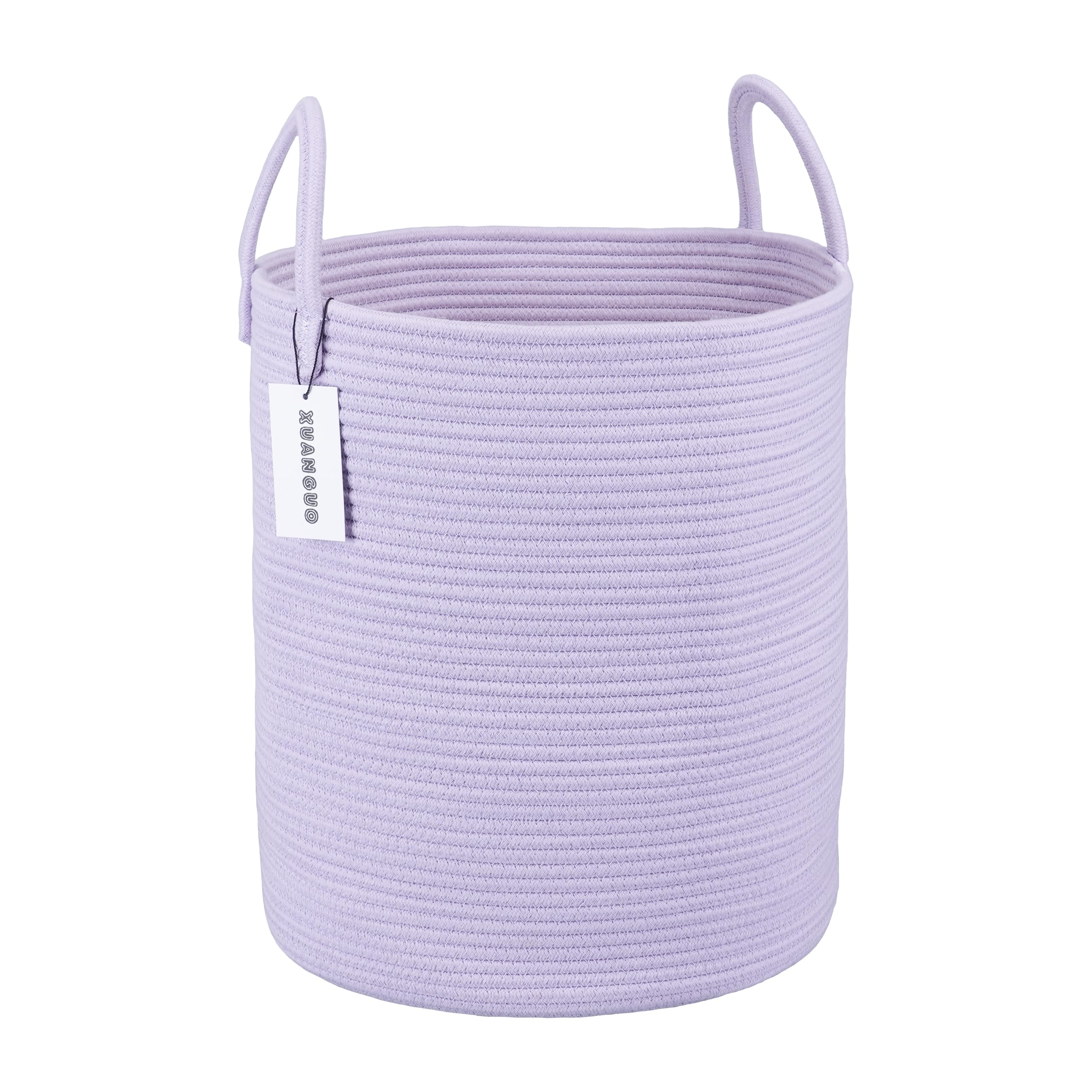 Cotton Rope Laundry Basket Hamper for Girls Kids Baby Nursery Hamper Bin Woven Storage Basket for Living Room Girls room Boho Tall Rope Baskets for Blanket Toys Large light pink